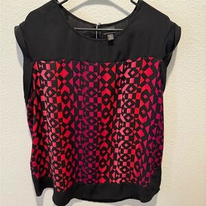 Worthington Black and Pink Geometric Blouse